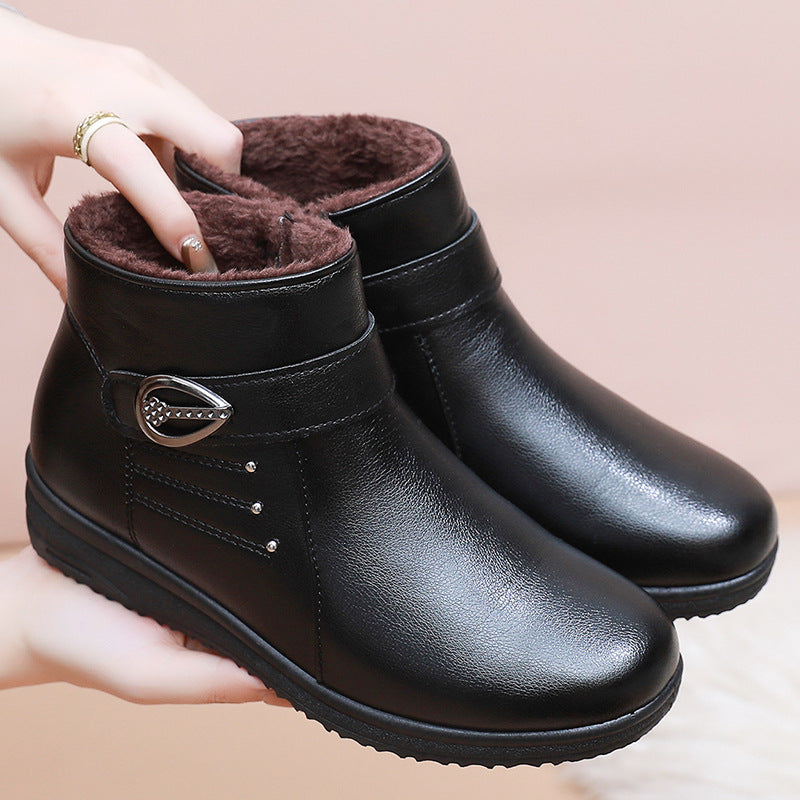 Women's Faux Leather Warm Ankle Boots