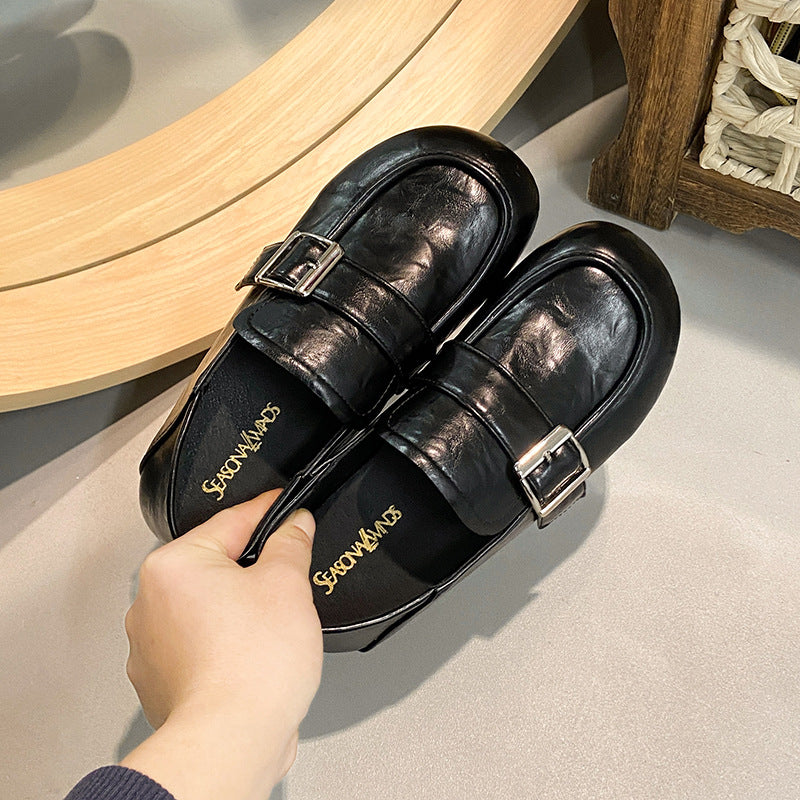 Women's Retro Buckle Square-Toe Loafers