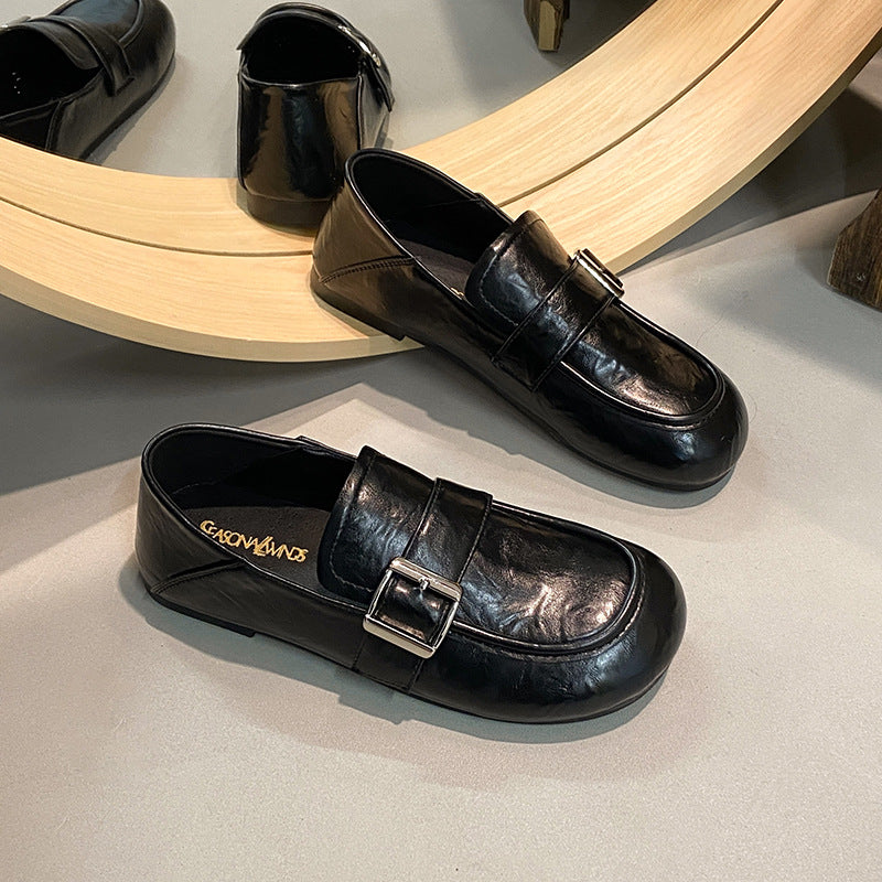 Women's Retro Buckle Square-Toe Loafers