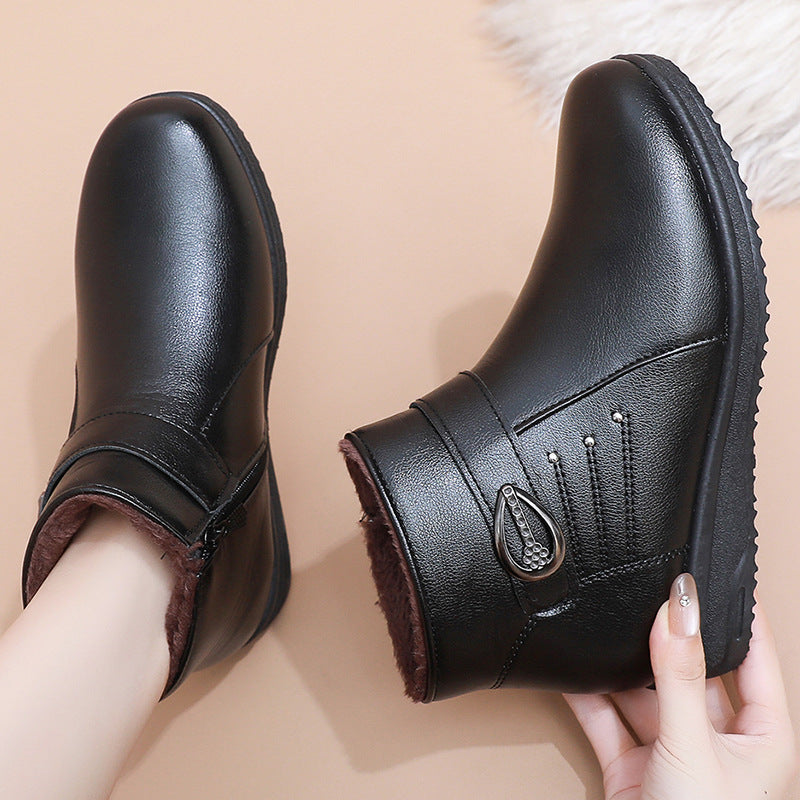 Women's Faux Leather Warm Ankle Boots