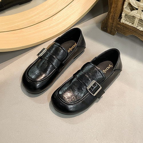 Women's Retro Buckle Square-Toe Loafers