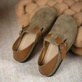 Women's Retro Buckle Suede-Look Slingback Flats